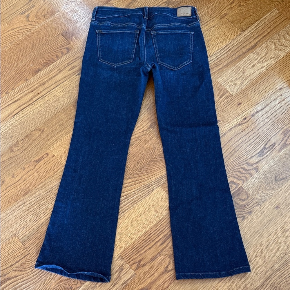 American Eagle Kick Boot Jeans Size 8 Dark Wash Stretch - Picture 4 of 8